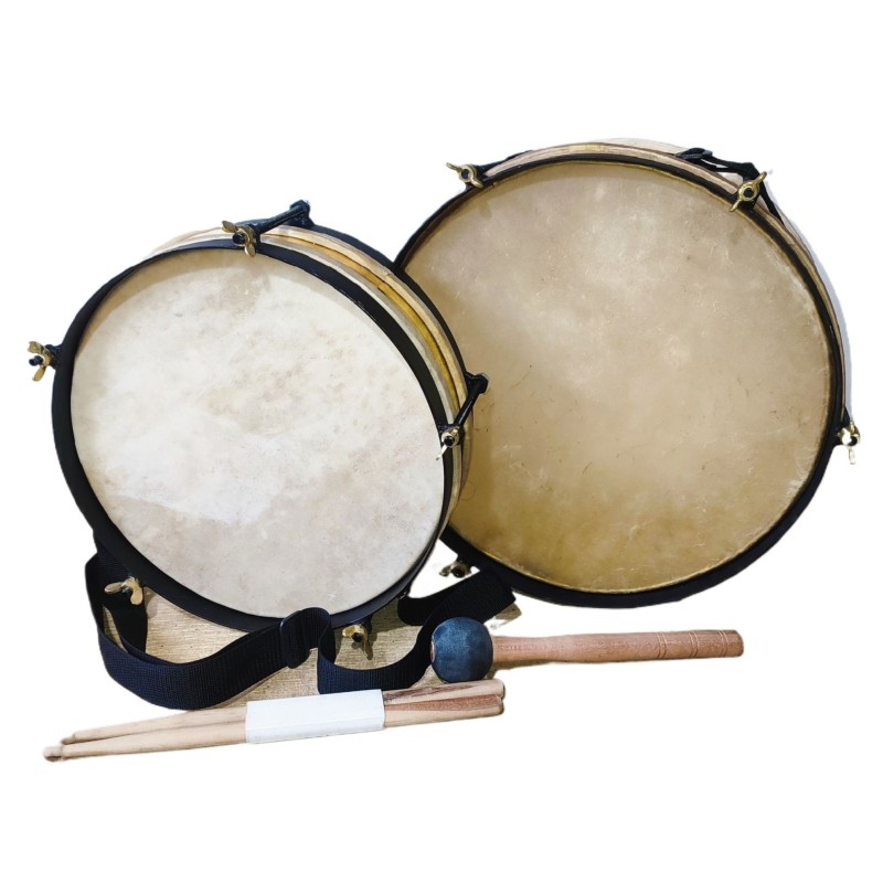 Brass Kawadi band set 15'' Bass Drum, 12'' Side Drum Pittala with